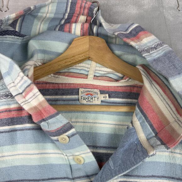 Faherty Baja Hoodie Mens M Striped Surf Beach Pullover Hooded Shirt Surf Coastal - Picture 4 of 9